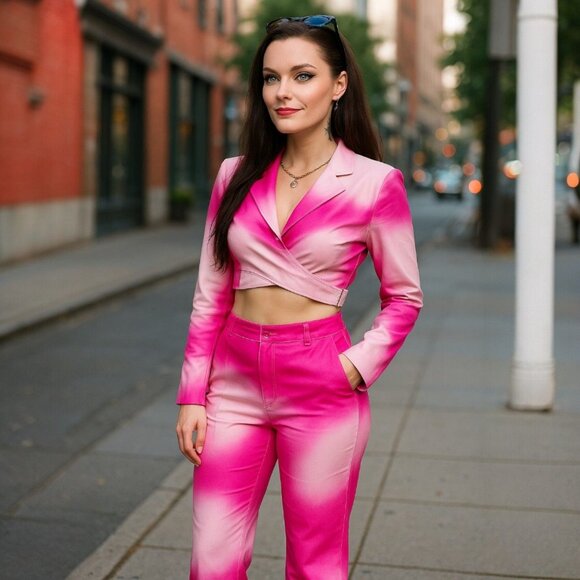 Pink Ombre Vegan Leather Wrap Blazer – Sweet Second Story – Size S – Dolls Kill - Picture 1 of 7